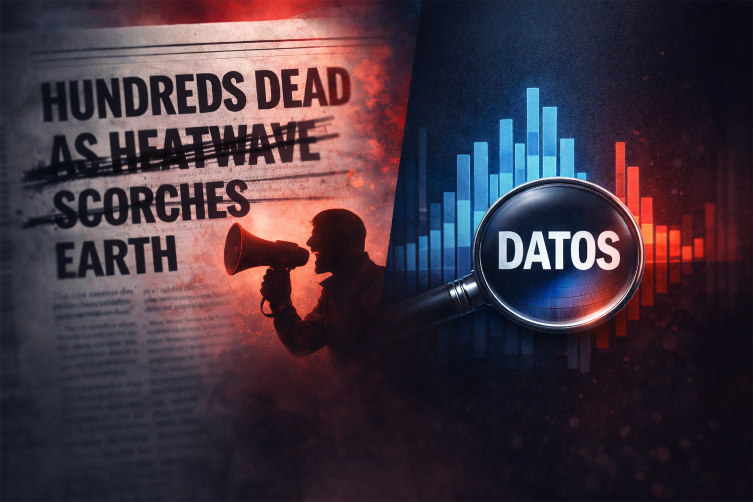 Contraste entre titulares alarmistas y datos reales sobre mortalidad climática